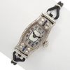 Ladies Art Deco Diamond, Platinum and 18k Wristwatch