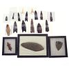 A Collection of Native American Stone Spear Points, Arrow heads, and Banner stones