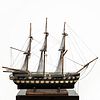 LARGE WOODEN MODEL OF A THREE-MASTED FRIGATE