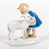 Underglaze 1859 Porcelain Figurine, Girl With Lamb