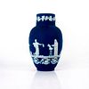 Adams Jasperware Tall Vase in Blue and White Classical