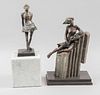 Lote de 2 esculturas. SXX. Consta de: Reproducción de "La pequeña bailarina" de Degas. Escultura en bronce, con base de mármol. Otra.