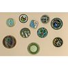 A PARTIAL CARD OF ASSORTED ENAMEL BUTTONS INCL CALICO