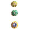 A SMALL CARD OF COLORFUL DIVISION THREE ENAMEL BUTTONS