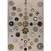 A CARD OF ASSORTED DIVISION ONE & THREE JEWELED BUTTONS