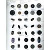 A CARD OF ASSORTED DIV. 1 BLACK GLASS PICTORIAL BUTTONS