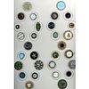 A CARD OF ASSORTED DIV 1 GLASS MOUNTED IN METAL BUTTONS