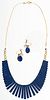 Lapis Necklace and Earrings in 14 Karat Yellow Gold 