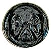 A RARE DIVISION ONE BLACK DYED HORN PUG DOG BUTTON