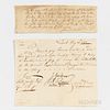 Two Documents Regarding Reimbursements of Expenses for Rhode Island Soldiers, 1757-1758