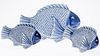 Three Japanese Blue and White Fish-Form Dishes