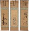 3 Japanese Hanging Scrolls by Kano Kyuseki, 18th C