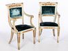 Pair Continental Neoclassical Style Open Armchairs
