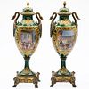 Pair of Sevres Style Porcelain Urns, 19th C