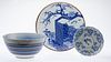 Japanese Blue and White Charger, Bowl, and Plate