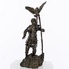 Japanese Bronze of a Warrior with Hawk