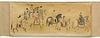 A CHINESE SCROLL PAINTING, depicting eight figures on horseback, stamped wi