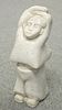 A MARBLE FIGURE, carved with arms overhead. 50cm high