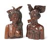 TWO BALINESE CARVED BUSTS, by A. Fatimah. (2) Tallest 36cm