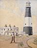 * BRISTOW, LIGHTHOUSE AT DARENTH, WEST BYFLEET, inscribed verso, oil on can