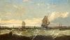 JOHN CALLOW (1822-1878), ON THE MERSEY, signed and inscribed, oil on canvas