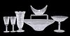SIX PIECES OF WATERFORD GLASS, including A LARGE FLARED OVAL BOWL, 9cm by 3