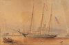 Unsigned, Masted Ship, Watercolor on Paper