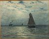 Lauritz Sorensen, Moonlit Scene with Boats, O/C