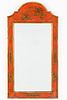 Queen Anne Style Red Japanned Mirror, 20th Century