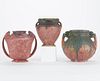Grp: 3 Roseville Carnelian Pottery Vases