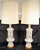 PAIR OF MARBLE TEMPLE LAMPS