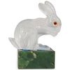 Faberge Style Rock Crystal Rabbit Atop Nephrite Jade Base