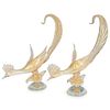 (2 Pc) Murano Art Glass Pheasant Bird Figurines