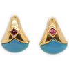 Torres 18k Gold Turquoise & Ruby Earrings