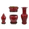 (4Pc) Chinese Oxblood Porcelain Group