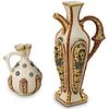 (2 Pc) Antique Zsolnay Porcelain Reticulated Handled Vases