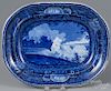 Historical blue Staffordshire Niagara platter, 19th c., 11 3/4'' l., 14 3/4'' w.