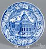 Historical blue Staffordshire Boston State House plate, 19th c., 8 3/4'' dia.