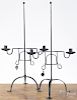 Pair of contemporary Jerry Martin wrought iron table top candlestands, stamped IM, each with a tin snuffer