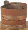 Pine bucket, 19th c., with swing handle, 8 1/2'' h., 10'' w.