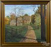 Alice Martzall Snader (American 20th c.), oil on canvas of the Ephrata Cloister, signed lower right