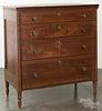 Sheraton walnut chest of drawers, ca. 1820, with unusual cutout rear corners on top, 44'' h., 40'' w.