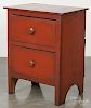 Pennsylvania painted walnut two-drawer stand retaining a red painted surface, 28 1/4'' h., 22'' w.