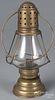 E. Miller & Co. brass lantern, 19th c., 11'' h.  Provenance: The Estate of Bernard B. Hillmann