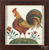 Contemporary oil on velvet theorem of a rooster, signed Marjorie S. Yoder and dated 1971