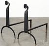 Pair of wrought iron andirons, early 20th c., 25'' h. Provenance: The Estate of Mark and Joan Eaby