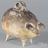 Large South American chalkware pig bank, early 20th c., 8 1/2'' h.