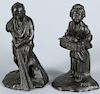 Pair of Asian bronze fisherman bookends, 19th c., 8 1/2'' h.