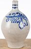German stoneware ovoid jug, 19th c., with cobalt floral decoration, 12 1/2'' h.
