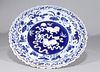 Chinese Blue & White Porcelain Dragon Charger